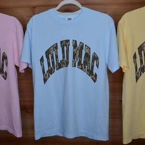 blue camo lulu mac t shirt nwt